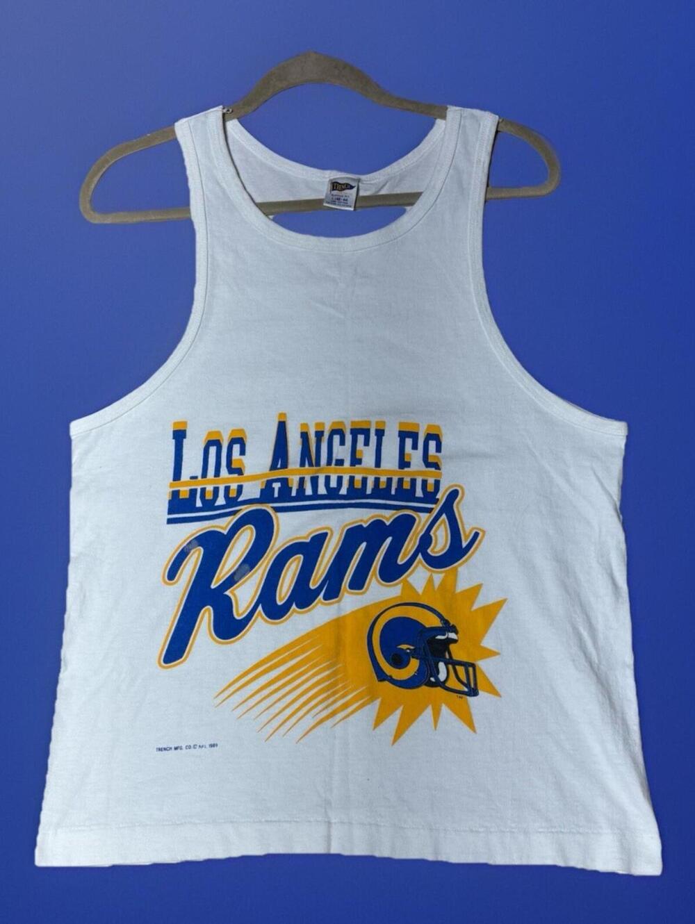 Vintage Los Angeles Rams Tank Top Sleeveless Shirt Size Large Trench 1989 Nice
